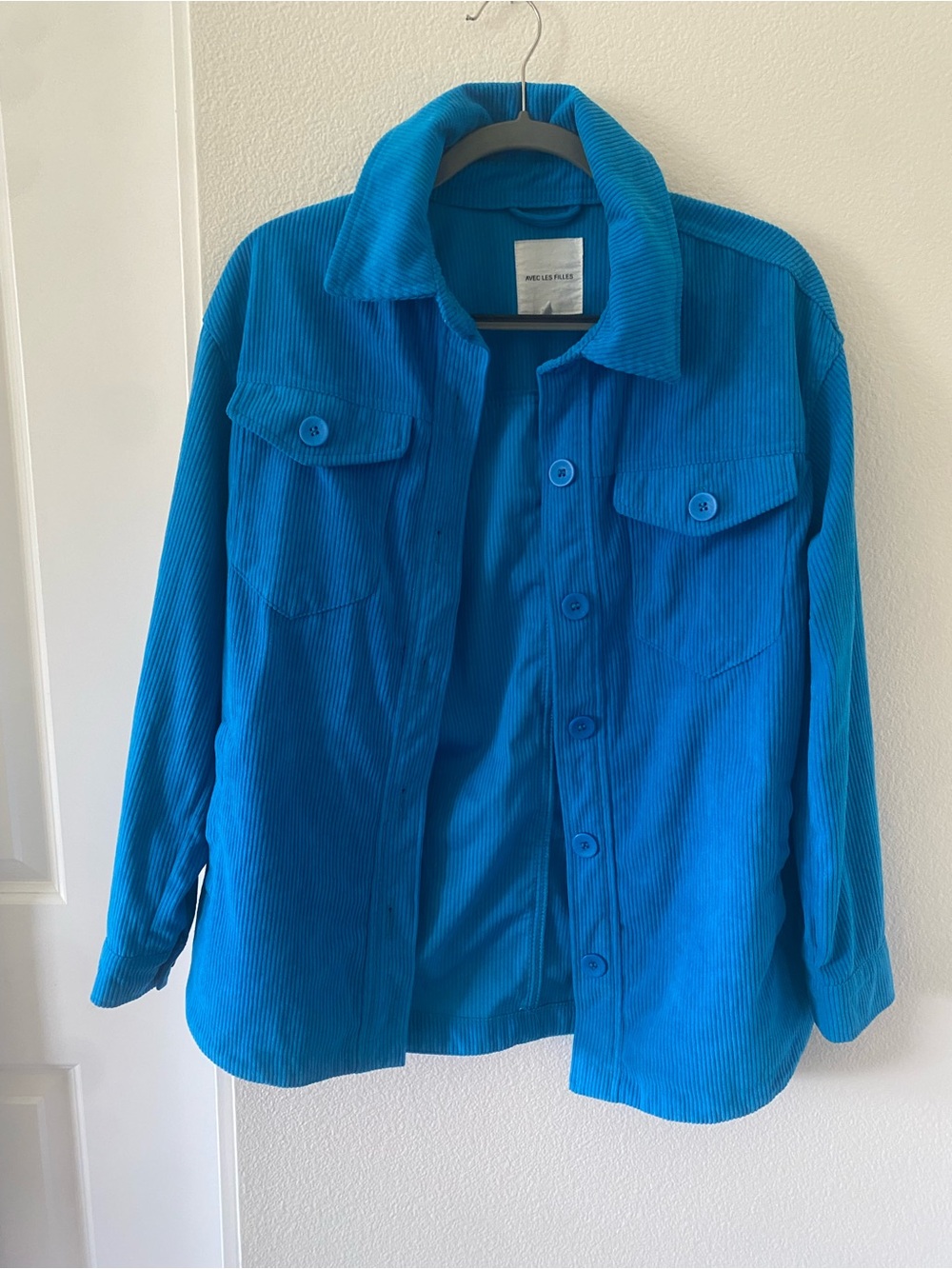 Avec Les Filles Bright Blue Ribbed Top